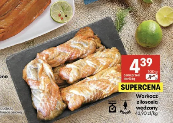 Warkocz z łososia wędzony promocja w Delikatesy Centrum
