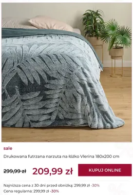 Drukowana futrzana narzuta na łóżko Vlerina 180x200 cm home & you promocja w home&you