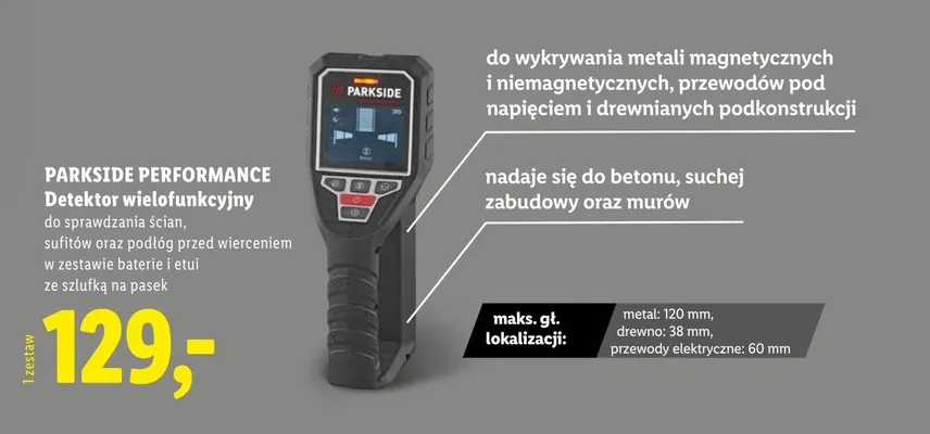 Detektor wielofunkcyjny PARKSIDE PERFORMANCE promocja w Lidl