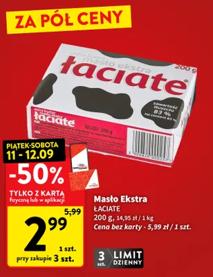 Masło ekstra Łaciate promocja w Intermarche