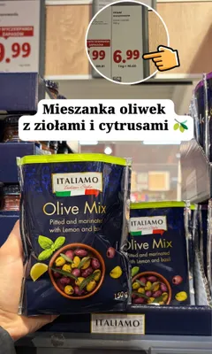 Oliwki marynowane Italiamo Olive Mix z cytryną i bazylią promocja w Lidl