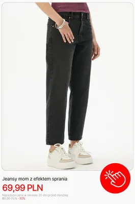Jeansy mom z efektem sprania Cropp promocja w Cropp