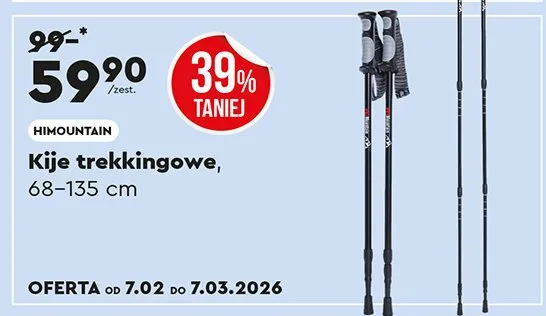 Kije trekkingowe, 68–135 cm promocja w Biedronka Home