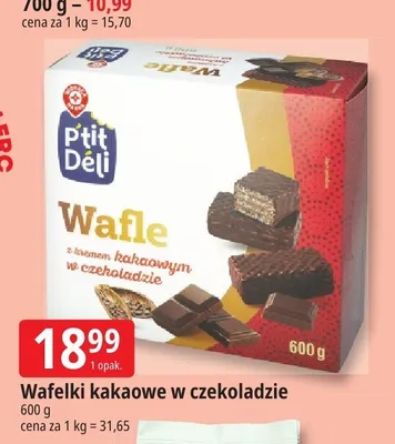 Wafelki kakaowe w czekoladzie P'tit Déli promocja w Leclerc