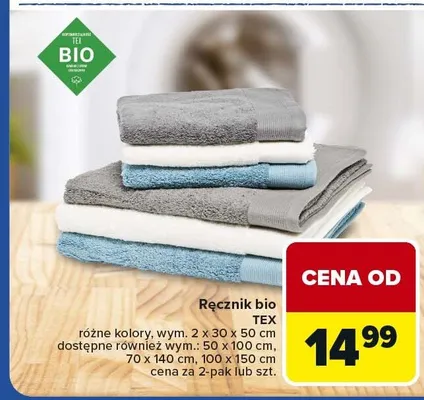 Ręcznik bio TEX wym. 50x100cm promocja w Carrefour