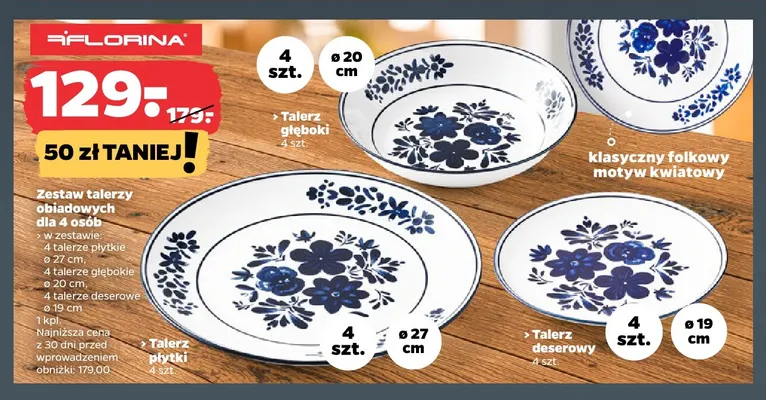 Zestaw talerzy obiadowych dla 4 osób Florina promocja w Netto