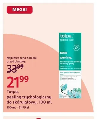 Peeling trychologiczny do skóry głowy Tołpa Dermo Hair promocja w Rossmann
