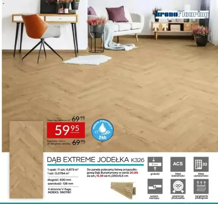 Panele laminowane Dąb Extreme Jodełka K326 630x126x8mm promocja w Abra Meble