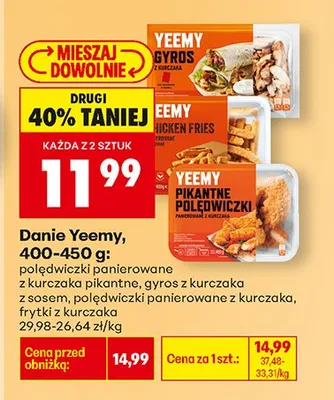 Dania Yeemy, różne rodzaje promocja w Biedronka