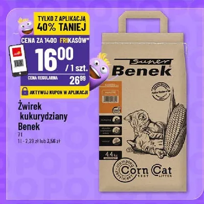 Żwirek kukurydziany Benek Corn Cat promocja w POLOmarket