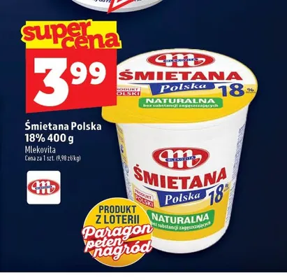 Śmietana Polska Mlekovita 18% promocja w TOPAZ