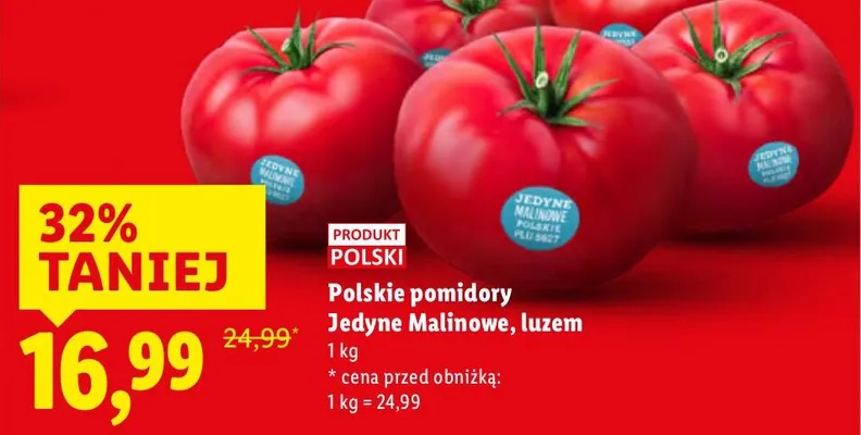 Pomidory jedyne malinowe, luzem promocja w Lidl