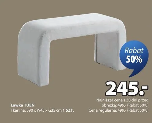 Ławka Tuen tkanina promocja w Jysk