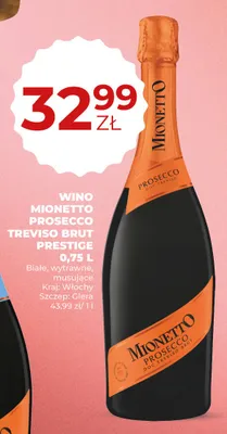 Wino musujące Mionetto Prosecco Treviso Brut Prestige wytrawne promocja w Duży Ben