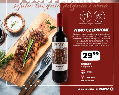 Wino czerwone Sapatio Saperavi promocja w Netto