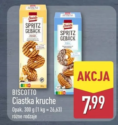 Ciastka kruche Biscotto różne rodzaje promocja w Aldi