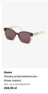 Okulary przeciwsłoneczne Guess liliowy melanż promocja w Lounge by Zalando