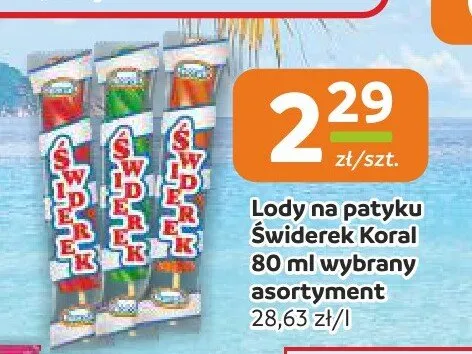 Lody na patyku Świderek Koral promocja w Społem Częstochowa