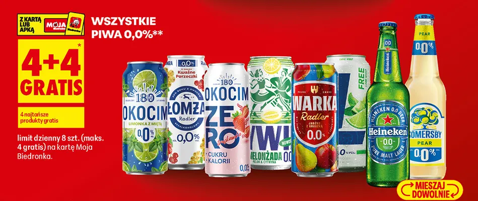 Piwo bezalkoholowe Okocim truskawka promocja w Biedronka