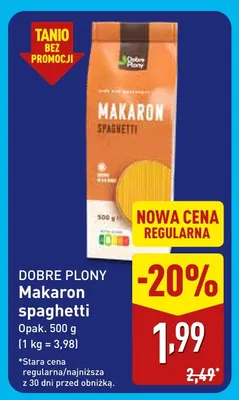 Makaron spaghetti Dobre Plony promocja w Aldi