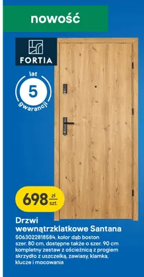 Drzwi wewnątrzklatkowe Fortia Santana promocja w Castorama