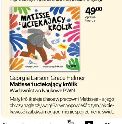 Książka Matisse i uciekający królik Wydawnictwo Naukowe PWN promocja w Empik