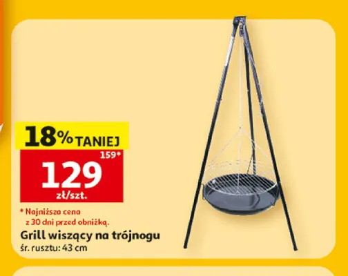 Grill wiszący na trójnogu Gardenstar promocja w Auchan