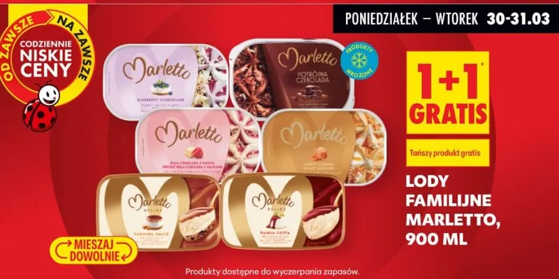 Lody familijne 1+1 GRATIS promocja w Biedronka
