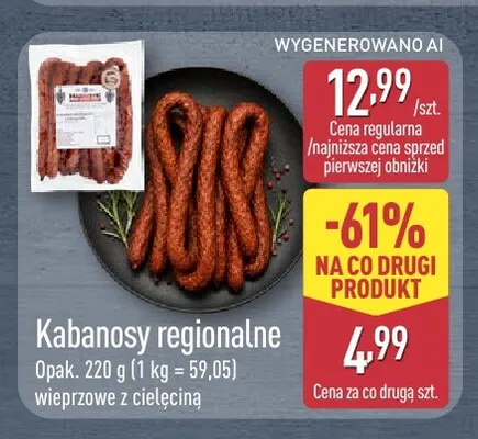 Kabanosy regionalne wieprzowe z cielęciną promocja w Aldi