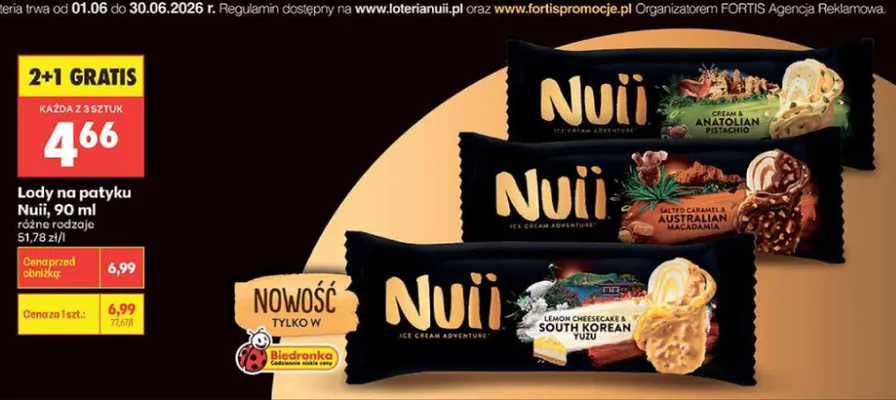 Lody na patyku Nuii Cream & Anatolian Pistachio promocja w Biedronka