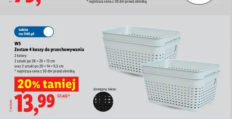 Zestaw 4 koszy do przechowywania W5 promocja w Lidl