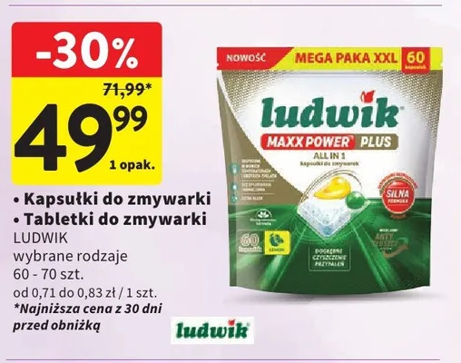 Kapsułki do zmywarki Ludwik Maxx Power Plus All in 1 promocja w Intermarche