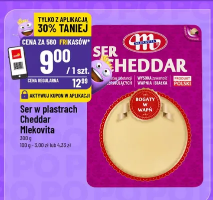 Ser w plastrach Cheddar Mlekovita promocja w POLOmarket