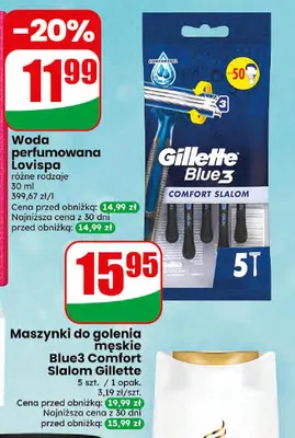 Maszynki do golenia męskie Blue3 Comfort Slalom Gillette promocja w Dino