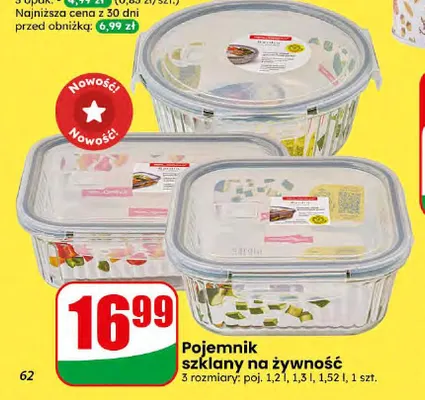 Pojemnik szklany na żywność 1,2 l promocja w Dino