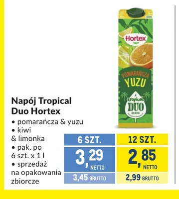 Napój Tropical Duo kiwi & limonka Hortex promocja w Makro