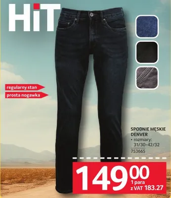 Spodnie męskie Denver rozmiary 31/30-42/32 753665 promocja w Selgros