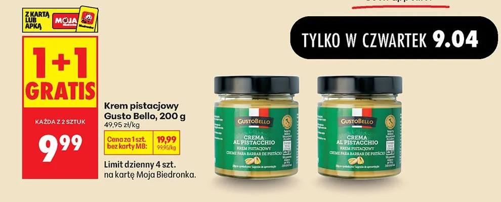 Krem pistacjowy promocja w Biedronka