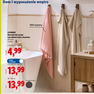 Ręcznik frotté z bawełny LIVARNO 70x140 cm promocja w Lidl
