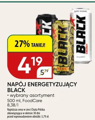 Napój energetyzujący Black promocja w Chata Polska