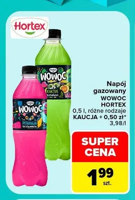 Napój gazowany Wowoc pitahaja liczi mięta Hortex promocja w Carrefour Market
