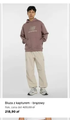 Bluza z kapturem New Balance brązowa promocja w Lounge by Zalando