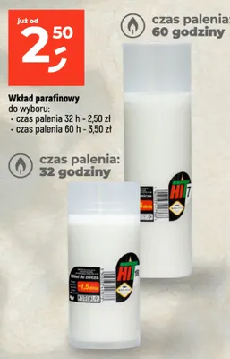 Wkład parafinowy czas palenia 60h promocja w Dealz