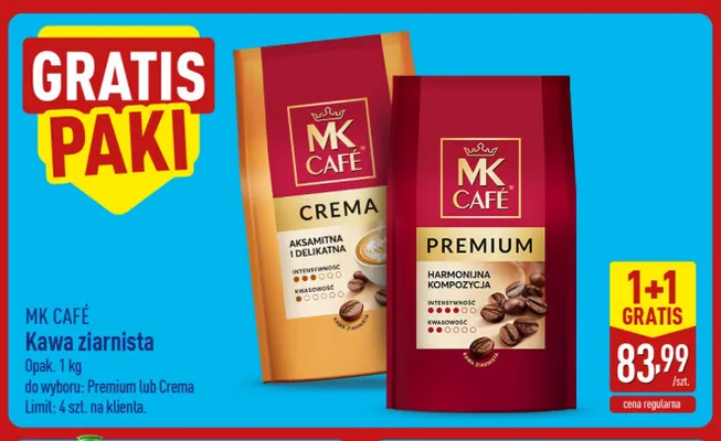 Kawa ziarnista MK Café Crema promocja w Aldi