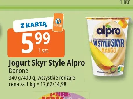 Jogurt Skyr Style Alpro Danone promocja w Leclerc