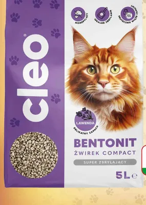 Żwirek dla kota bentonitowy lawendowy Cleo Compact promocja w Dino