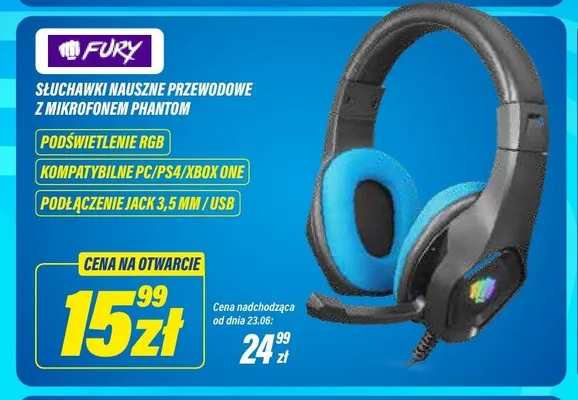 Słuchawki nauszne przewodowe Fury Phantom promocja w RTV EURO AGD