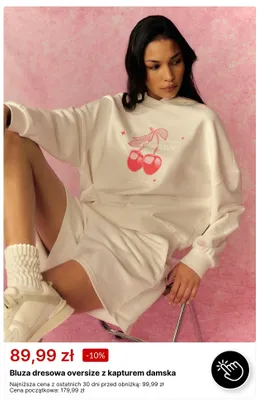 Bluza dresowa oversize z kapturem damska promocja w 4F