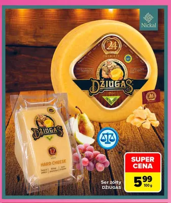 Ser żółty Džiugas promocja w Carrefour