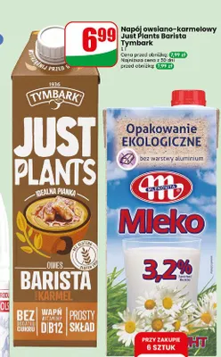 Napój owsiano-karmelowy Just Plants Barista Tymbark promocja w Dino